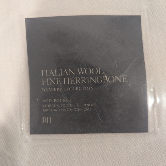 Restoration Hardware Italian Wool Herringbone Curtain Panel 96X100 Natural Ivory - Picture 9 of 10